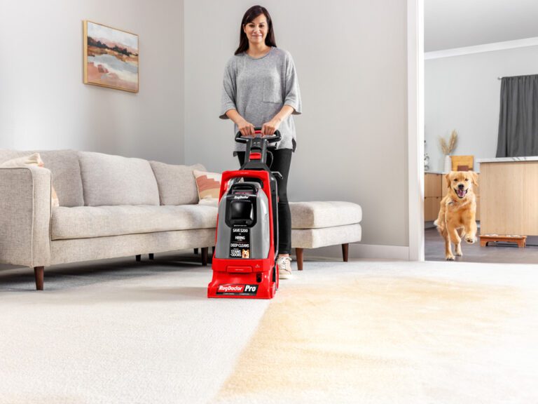 Woman carpet clean