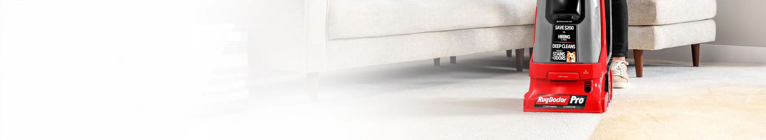 A Rug Doctor machine cleaning the carpet
