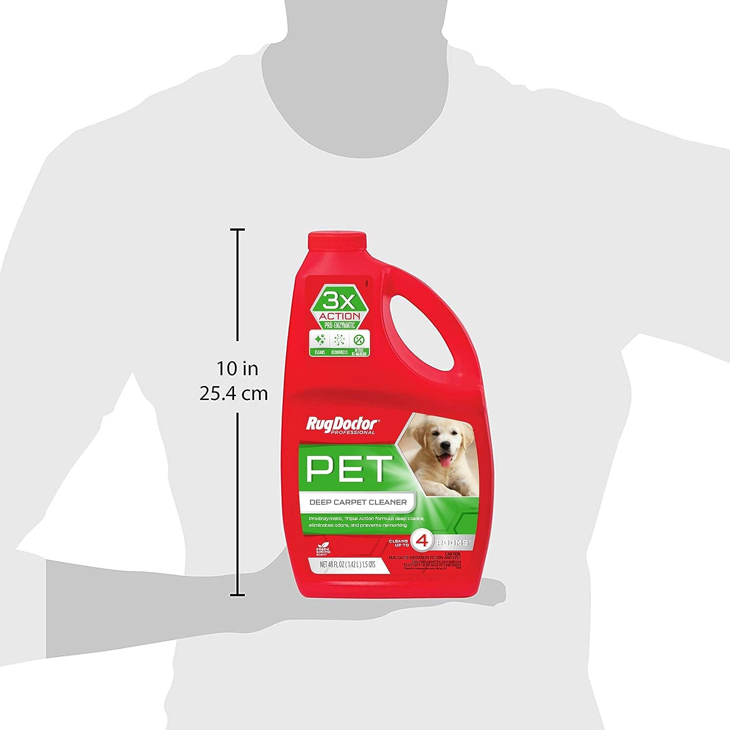 Pet Carpet Cleaner 48 oz size with person